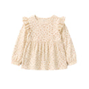 Baby Girls Cream Printed Long Sleeve Peplum Top