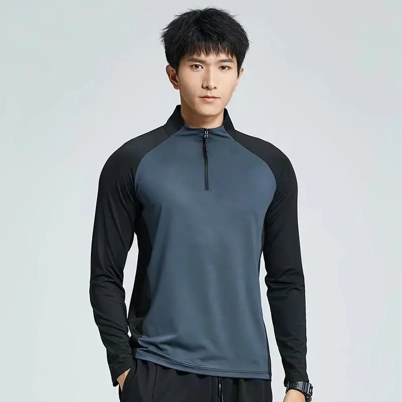 Men’s Half Zip Training Shirt – Quick Dry Long Sleeve Sun Protection Running Top