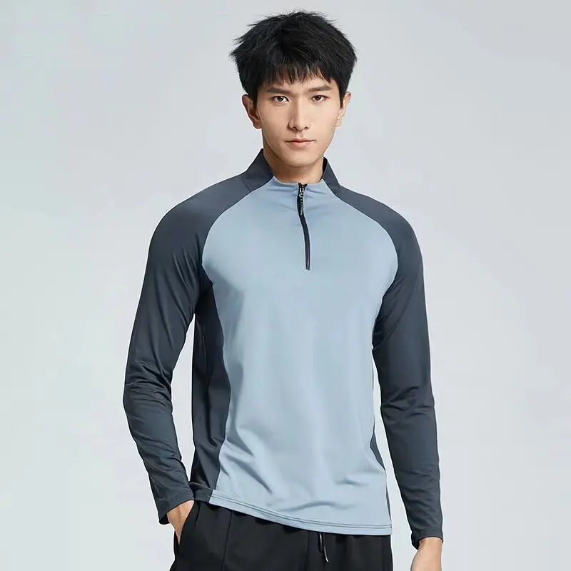 Men’s Half Zip Training Shirt – Quick Dry Long Sleeve Sun Protection Running Top