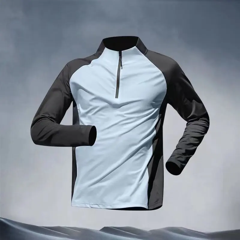 Men’s Half Zip Training Shirt – Quick Dry Long Sleeve Sun Protection Running Top