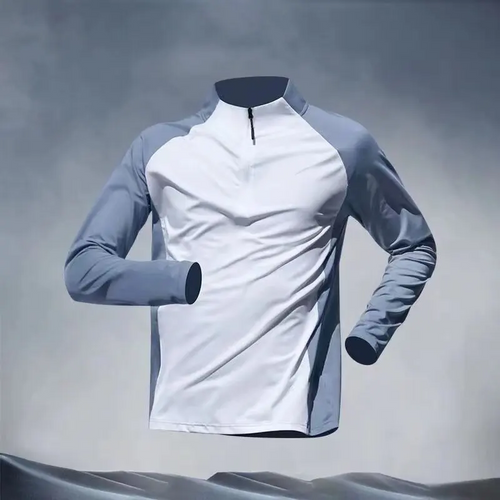Men’s Half Zip Training Shirt – Quick Dry Long Sleeve Sun Protection Running Top