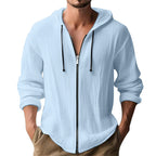 Men’s Hooded Long Sleeve Cardigan – Slim Fit Casual Lightweight Jacket