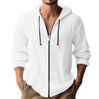 Men’s Hooded Long Sleeve Cardigan – Slim Fit Casual Lightweight Jacket