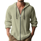 Men’s Hooded Long Sleeve Cardigan – Slim Fit Casual Lightweight Jacket