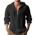 Men’s Hooded Long Sleeve Cardigan – Slim Fit Casual Lightweight Jacket