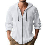 Men’s Hooded Long Sleeve Cardigan – Slim Fit Casual Lightweight Jacket