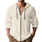 Men’s Hooded Long Sleeve Cardigan – Slim Fit Casual Lightweight Jacket