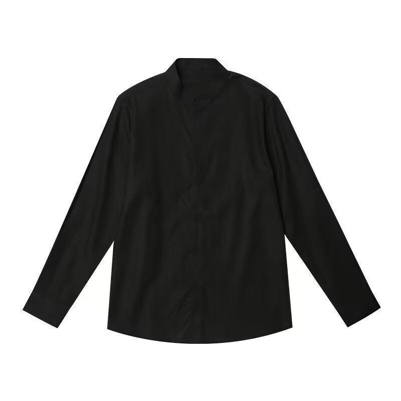 Black long-sleeve shirt on a white background