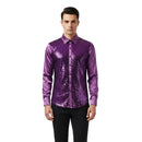 Purple sequin dress shirt on a white background