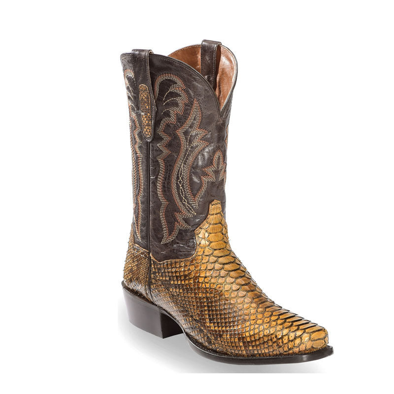 Men’s Patchwork Slip-On Boots – Round Toe Casual Low Heel Boots