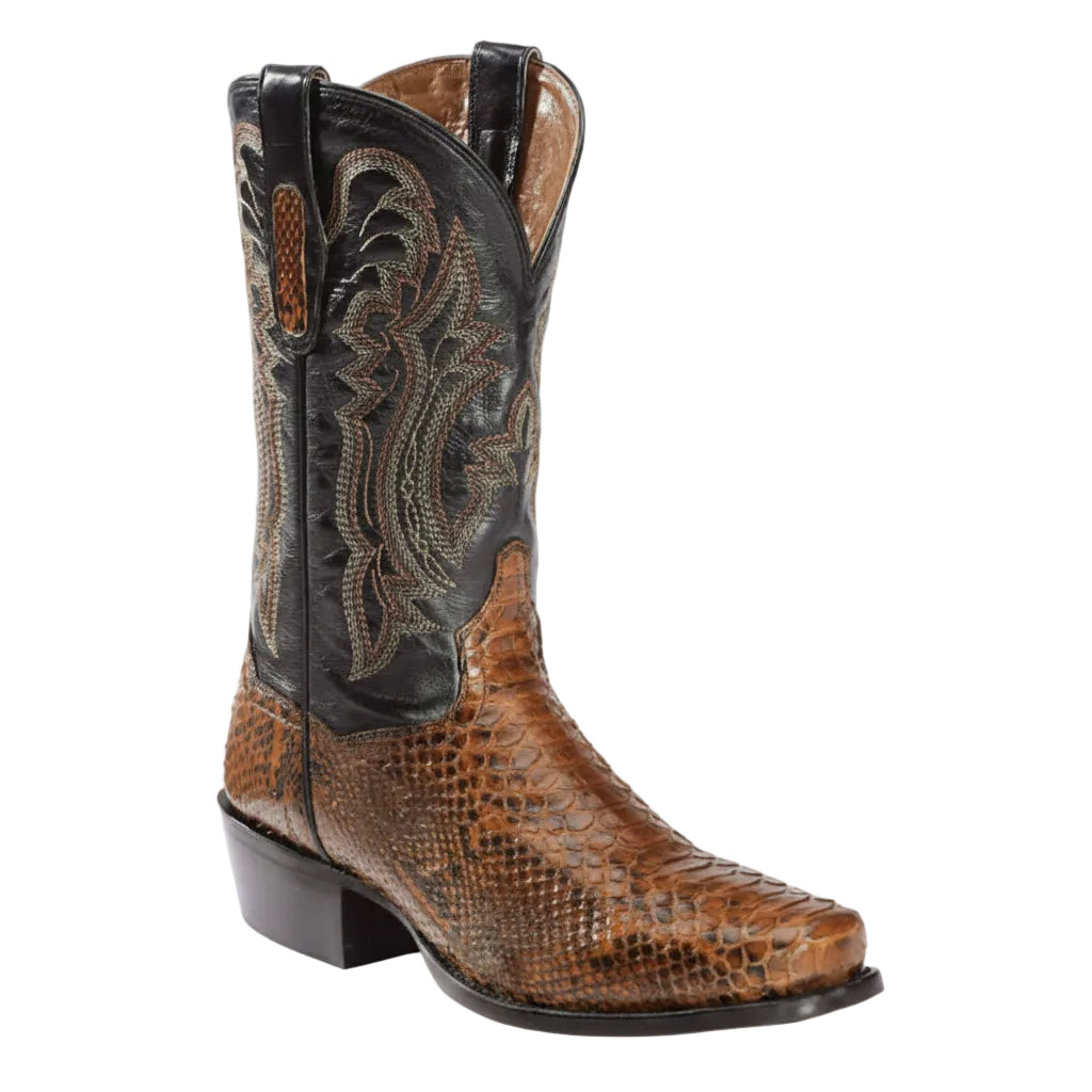 Men’s Patchwork Slip-On Boots – Round Toe Casual Low Heel Boots