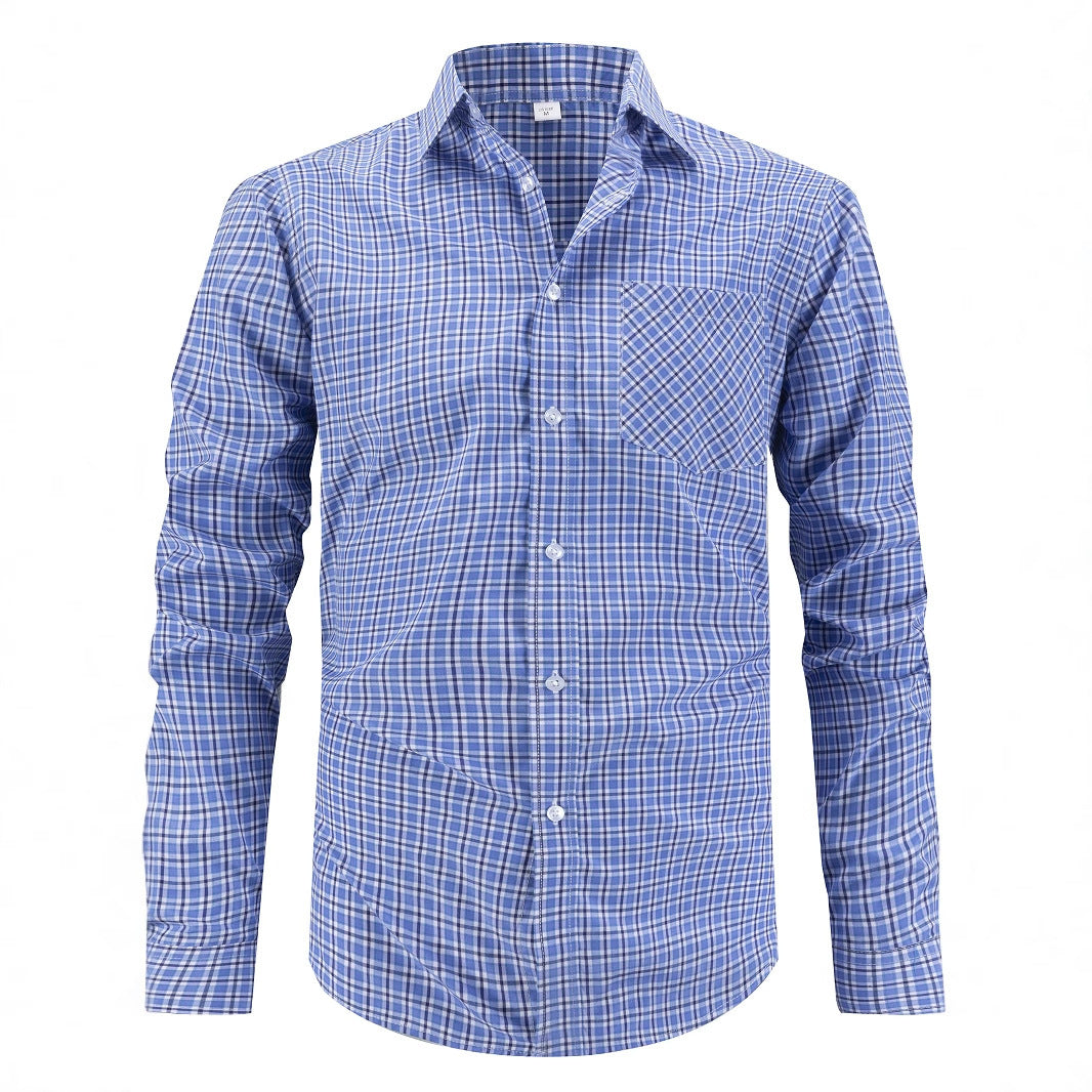Blue checkered shirt on a white background