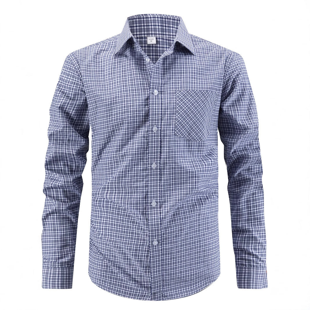 Blue and white checkered shirt on a white background