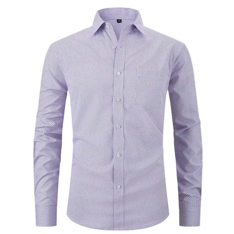 Long-sleeve shirt with a subtle pattern on a white background