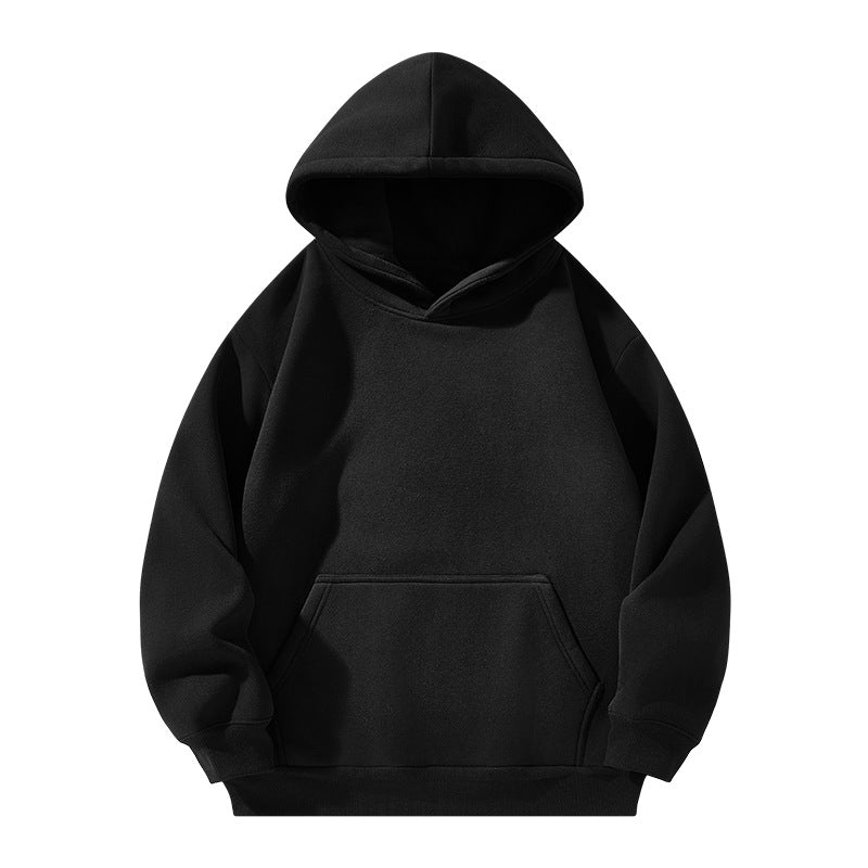 Men’s Solid Color Hooded Sweatshirt – Fleece Lined Pullover Hoodie, Loose Fit