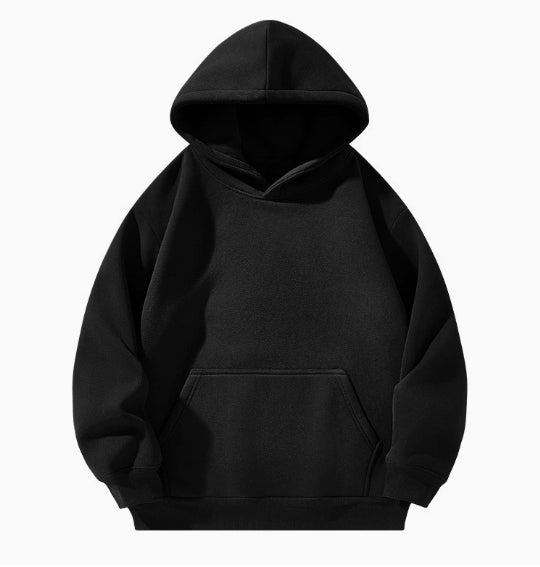 Men’s Solid Color Hooded Sweatshirt – Fleece Lined Pullover Hoodie, Loose Fit