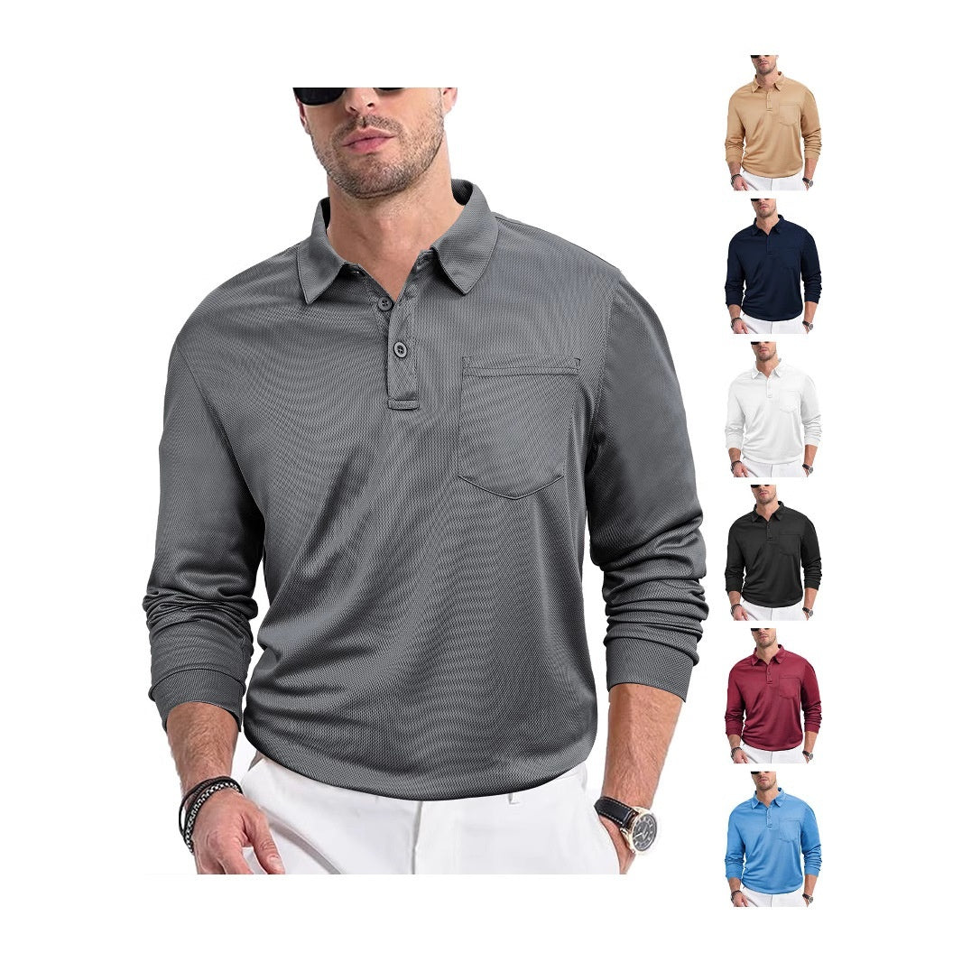 Men’s Solid Color Long Sleeve Shirt – Loose Fit Casual Mesh Shirt