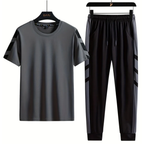 Men’s Striped 2-Piece Set – Breathable T-Shirt & Pants Casual Outfit