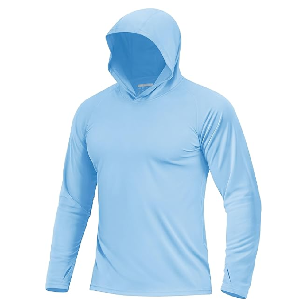 Men’s UPF 50+ Sun Protection Hoodie – Lightweight Long Sleeve UV Fishing & Hiking Shirt