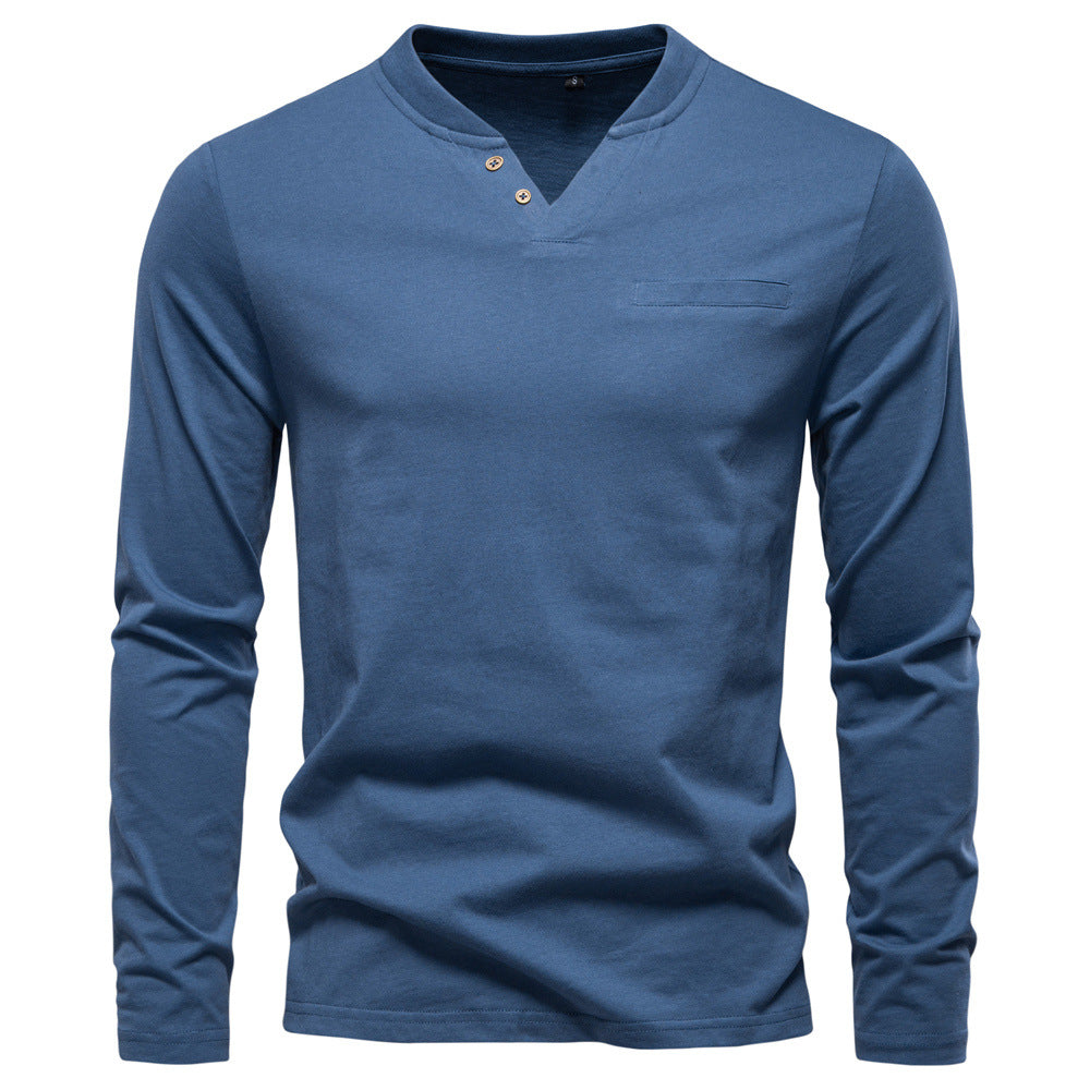 Blue long-sleeve shirt on a white background