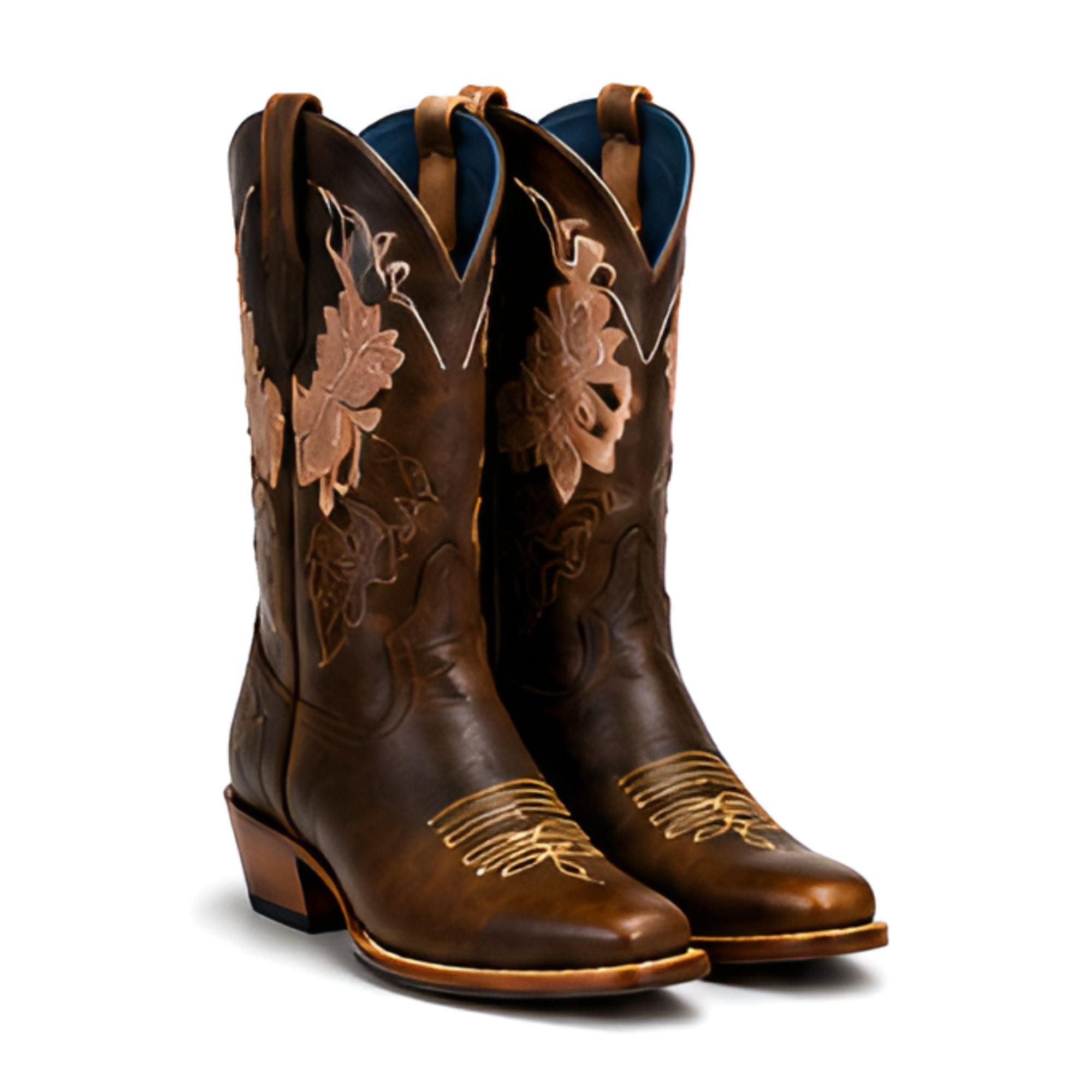 Women's Floral Embroidered Western Leather Boots